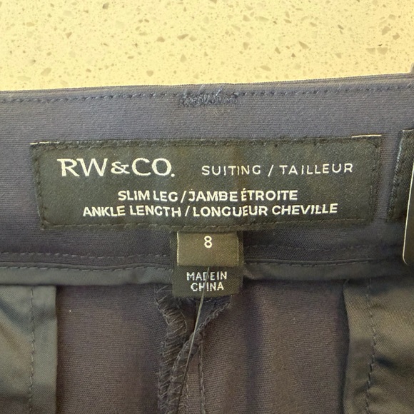 RW&CO. Dark Blue Suiting Slim Leg Ankle Length Signature Fit Pants NWT! - Picture 10 of 11